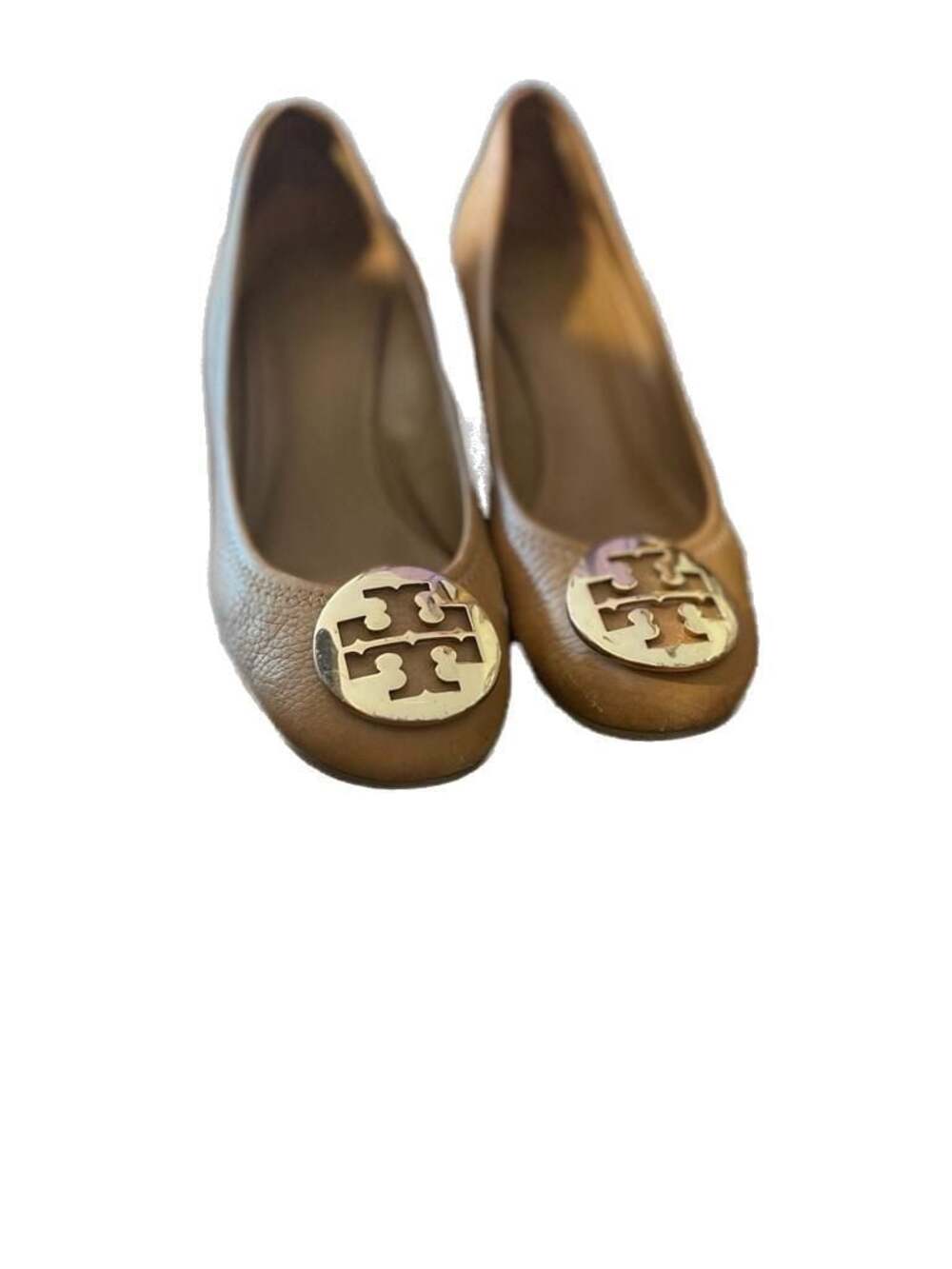Tory Burch Tan Leather Medallion Wedge Pumps Heels Size 7M "As Is" Parts, Repair - Picture 5 of 11
